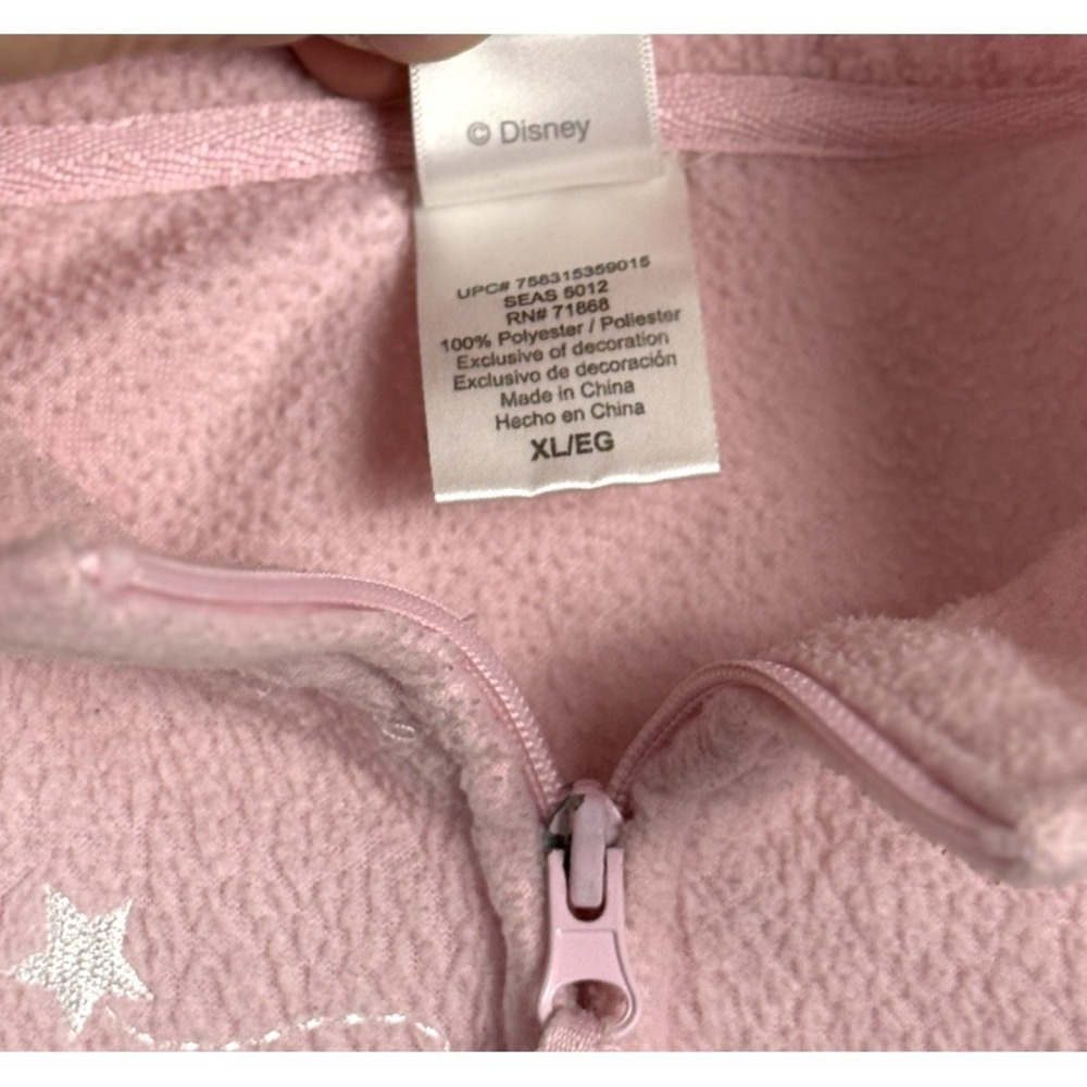 Disney Tinker Bell Pink Fleece Full Zip Womens Fleece Jacket Cardigan Sweater XL - Picture 7 of 12